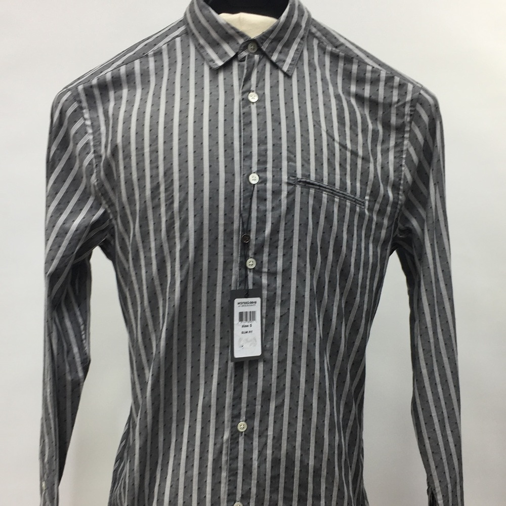 John Varvatos Dress Shirt Black White Slim Fit S